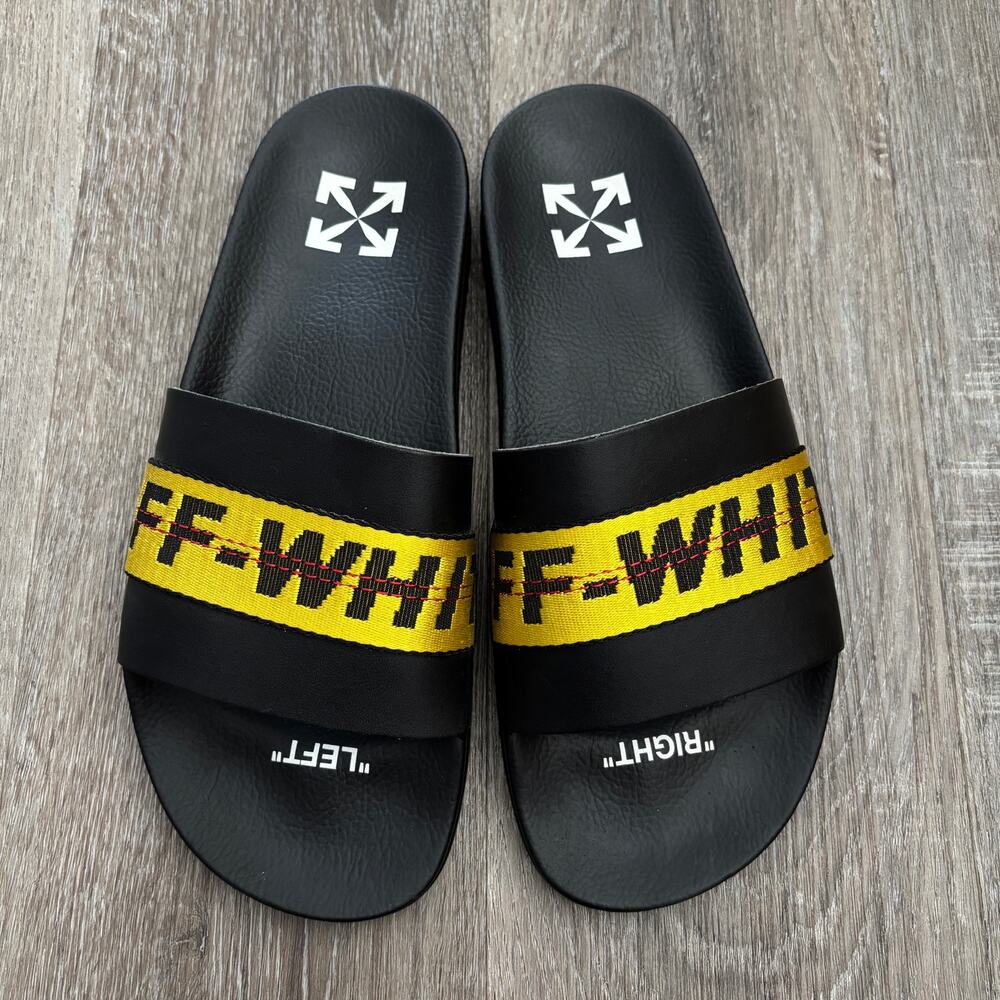 Off-White Industrial Belt Slides Men’s in Black Yellow - Size: EU 42